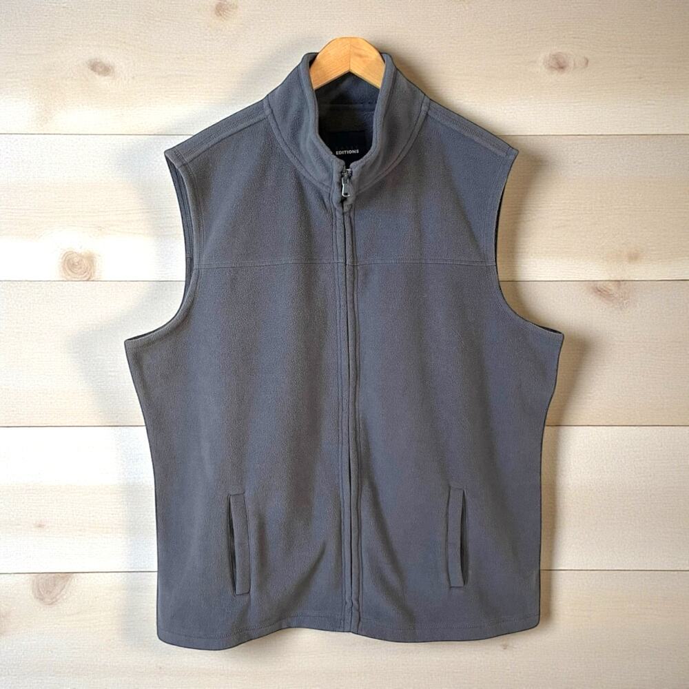 BASIC EDITION Kmart Mens Full Zip Fleece Vest Gray XL Outdoor Gorpcore Casual